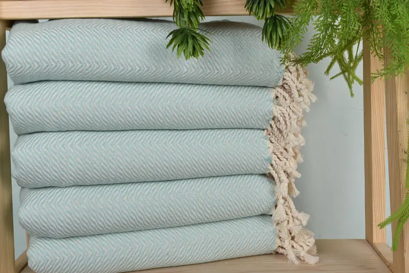 Custom Gift Mint Chevron Bath Towel, Organic Cotton, 40x71 Inches