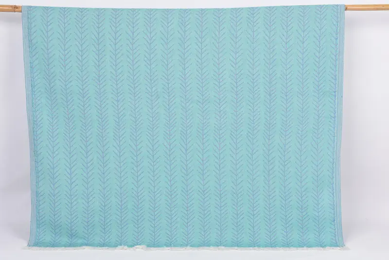 Bachelorette Party Gift Turkish Cotton Towel Turquoise-Sax Blue Floral, 70x36 Inches