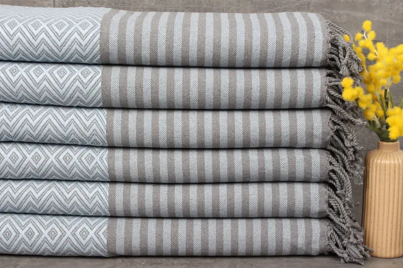 Beach Towel Turkish Cotton Baby Blue Diamond Design, 40x71 Inches
