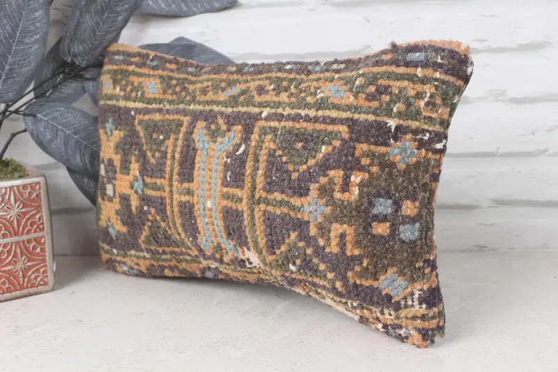 Kilim Pillow Cover, Antique Pillows, Cushion Cover, Garden Cushion, Retro Pillow Case, Throw Kilim Pillow, 8x16 Blue Cushion Case - 3