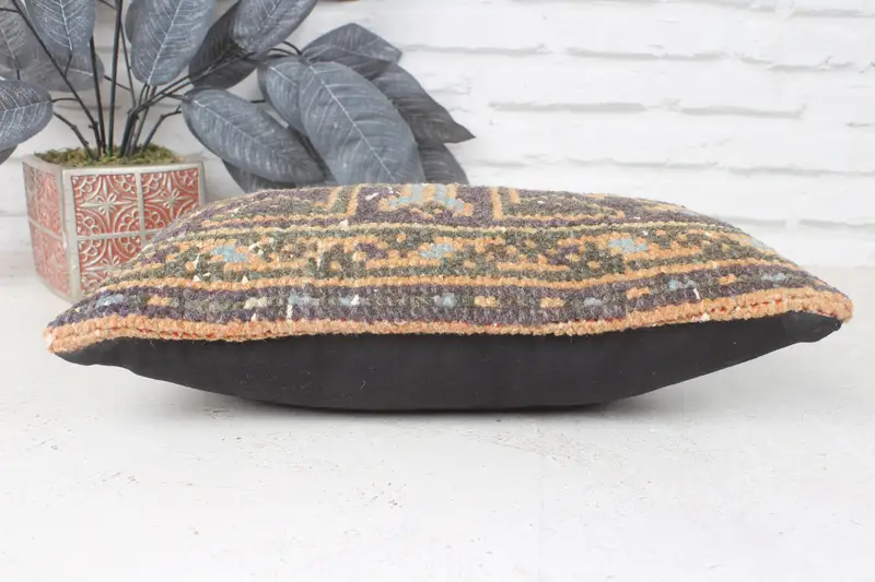 Kilim Pillow Cover, Antique Pillows, Cushion Cover, Garden Cushion, Retro Pillow Case, Throw Kilim Pillow, 8x16 Blue Cushion Case - 5