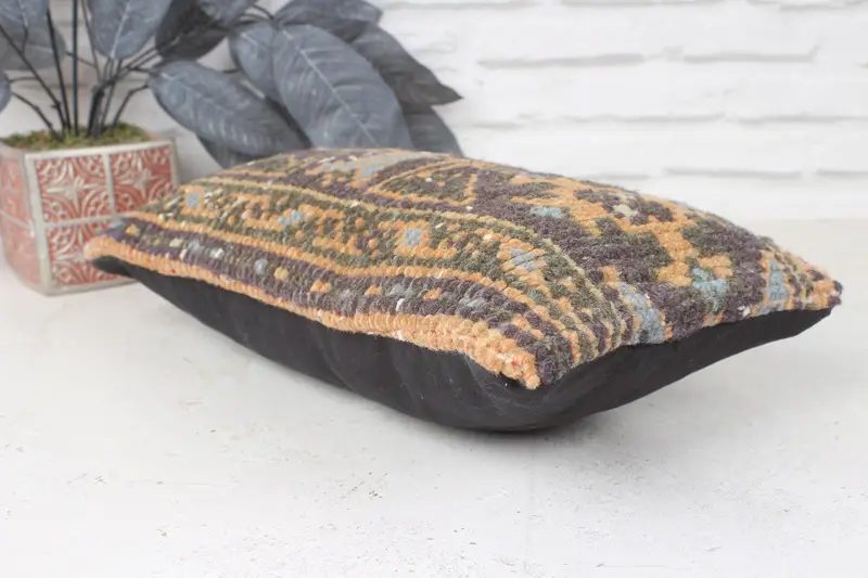 Kilim Pillow Cover, Antique Pillows, Cushion Cover, Garden Cushion, Retro Pillow Case, Throw Kilim Pillow, 8x16 Blue Cushion Case - 6