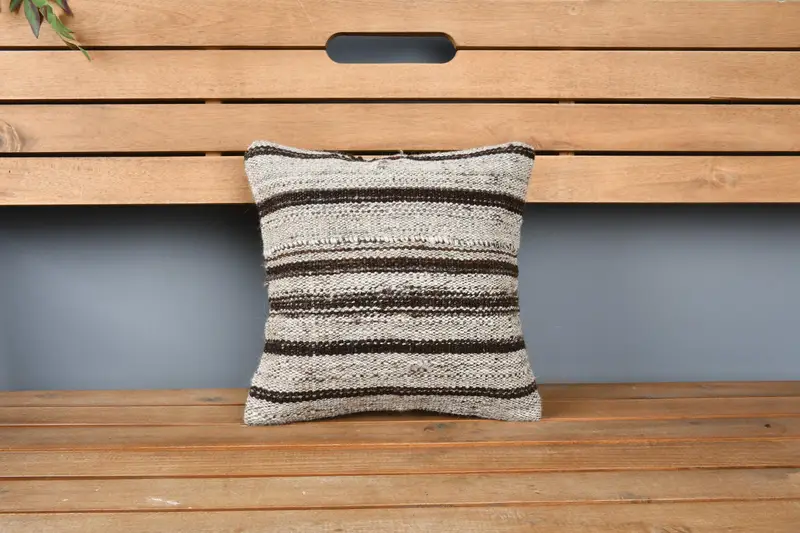 Vintage Kilim Throw Pillow, Southwestern Pillow Case, Antique Pillows, Kilim Cushion Sham, 12x12 Beige Cushion Case, Cushion Case - 6