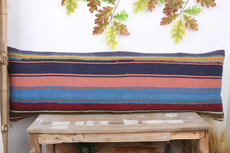 Pillow for Couch, Anatolian Pillow Case, Handmade Throw Cushion Cover, Vintage Pillow, 16x48 Blue Cushion Cover, Boho Pillow, Pillow Cover - 2