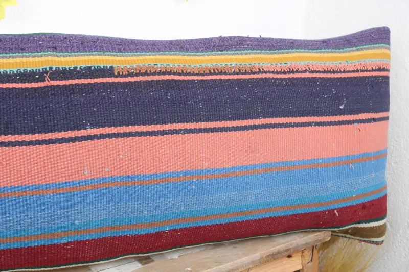 Pillow for Couch, Anatolian Pillow Case, Handmade Throw Cushion Cover, Vintage Pillow, 16x48 Blue Cushion Cover, Boho Pillow, Pillow Cover - 4