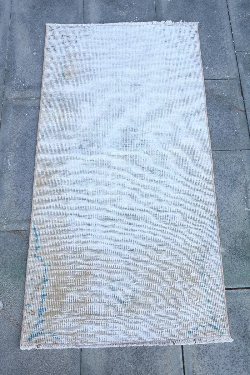 Elegante alfombra floral beige y azul, decoración elegante de 2x3,9 pies