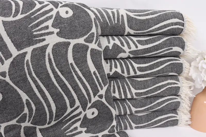 Bridal Shower Gift, 70x60 Cotton Fish Design Towel, Mother Of The Groom Gift, Bedspread, Beach Theme Wedding Gift, Monogram Blanket - 1