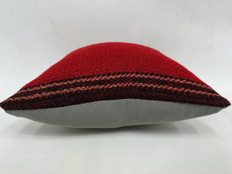 Ethnical Kilim Rug Pillow, 18x18 Red Cushion Cover, Pillow, Pillow for Sofa, Turkish Kilim Pillow, Wool Kilim Pillow Cushion Case - 5
