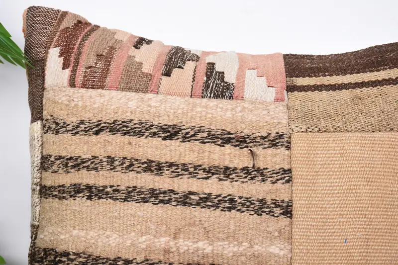 Square Throw Pillow Cover, 20x20 Beige Pillow Sham, Vintage Kilim Pillow, Cushion, Turkish Pillow, Kilim Pillow - 2