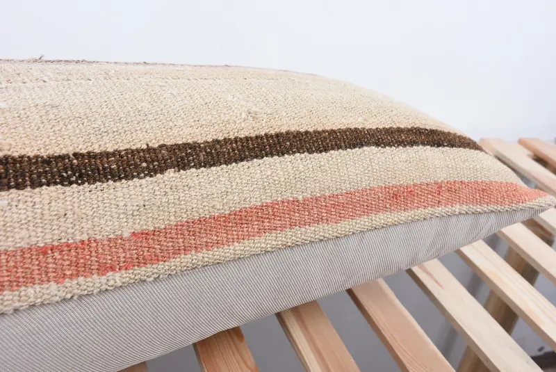 Pillow Cover, Vintage Kilim Throw Pillow, Rustic Cushion Case, Kilim Cushion Sham, Ethnical Kilim Rug Pillow, 16x48 Beige Cushion - 7