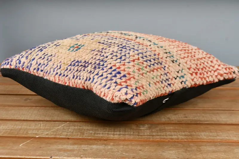 Bohemian Cushion Pillow, Kilim Rug Pillow Cover, Pillow Case, 12x12 Red Cushion, Ethnical Kilim Rug Pillow, Handmade Kilim Cushion, Boho Pillow - 3