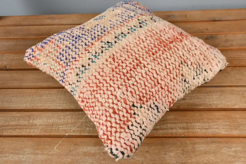 Bohemian Cushion Pillow, Kilim Rug Pillow Cover, Pillow Case, 12x12 Red Cushion, Ethnical Kilim Rug Pillow, Handmade Kilim Cushion, Boho Pillow - 2