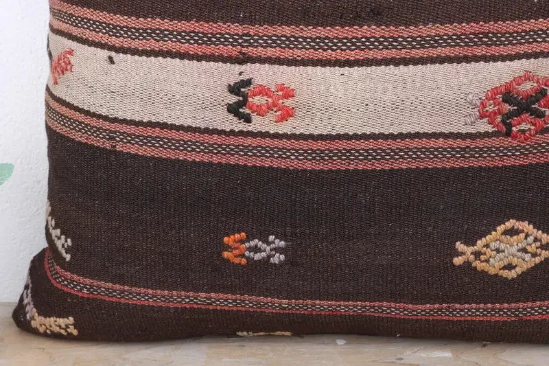 Pillow for Sofa, Boho Pillow, Cushion, 24x24 Brown Pillow, One Of A Kind Pillow, Art Deco Pillow, Outdoor Patio Pillow Cover, Handmade Kilim Cushion - 3