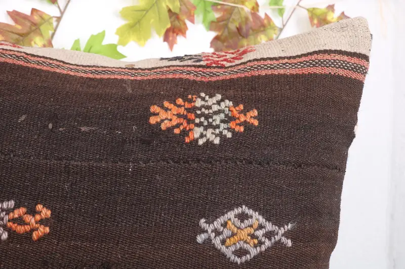 Pillow for Sofa, Boho Pillow, Cushion, 24x24 Brown Pillow, One Of A Kind Pillow, Art Deco Pillow, Outdoor Patio Pillow Cover, Handmade Kilim Cushion - 7