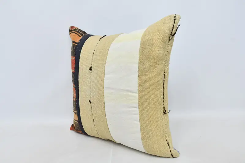Boho Pillow Sham Cover, Square Throw Cushion Cover, Kilim Pillow, Kilim Pillow Cover, Pillow Cover, 28x28 Beige Cushion, Colorful Pillow Sham - 4