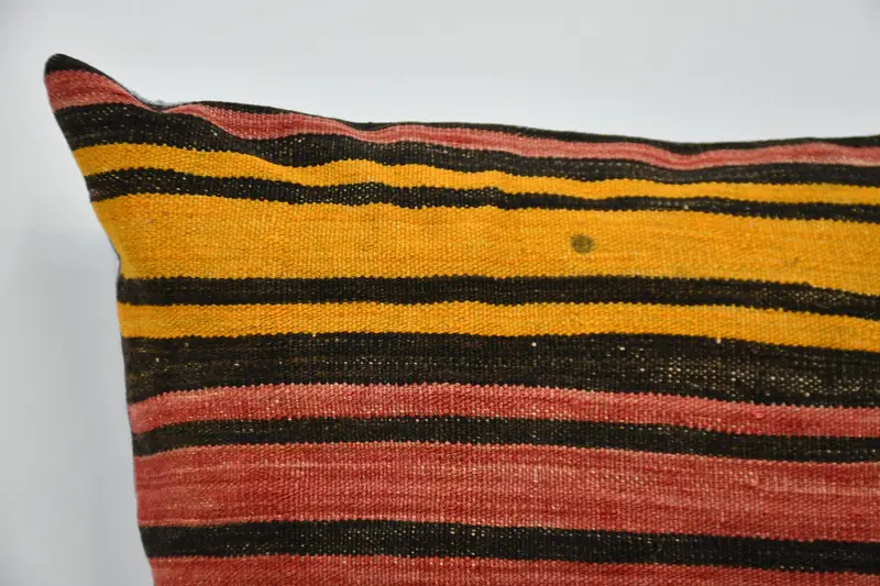Pillow Case, Vintage Pillow Cover, Ethnical Kilim Rug Pillow, 32x32 Orange Pillow Case, Pillow for Couch, Turkish Kilim Pillow - 2