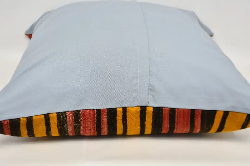 Pillow Case, Vintage Pillow Cover, Ethnical Kilim Rug Pillow, 32x32 Orange Pillow Case, Pillow for Couch, Turkish Kilim Pillow - 5