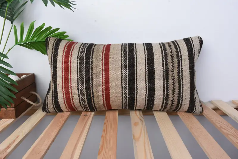 Gift Pillow, Handwoven Pillow Cover Cushion Cover, Handmade Throw Cushion, Cushion, Antique Pillows, Pillow for Sofa, 12x24 Beige Cushion - 1