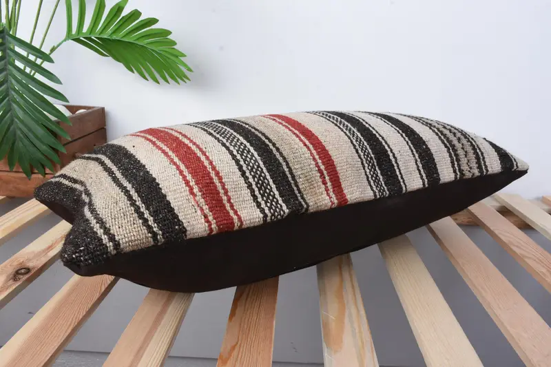 Gift Pillow, Handwoven Pillow Cover Cushion Cover, Handmade Throw Cushion, Cushion, Antique Pillows, Pillow for Sofa, 12x24 Beige Cushion - 6