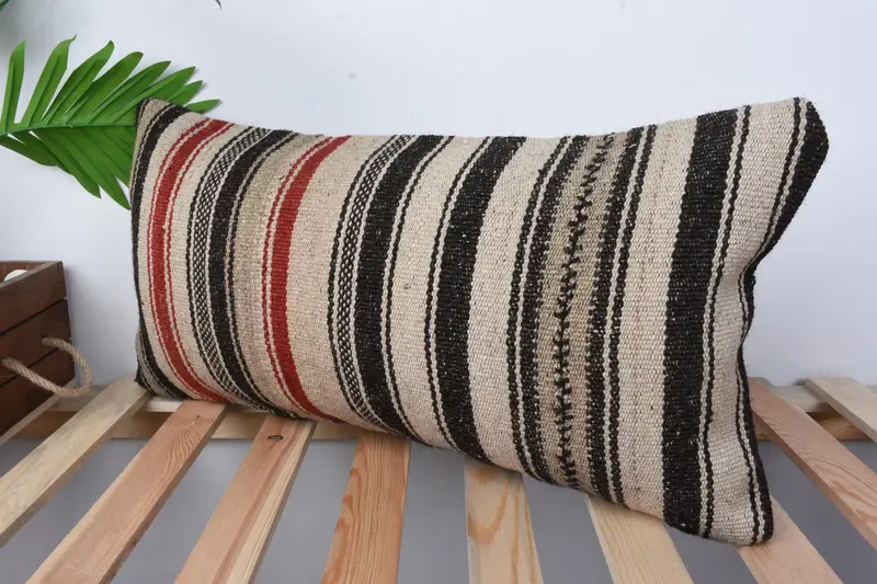 Gift Pillow, Handwoven Pillow Cover Cushion Cover, Handmade Throw Cushion, Cushion, Antique Pillows, Pillow for Sofa, 12x24 Beige Cushion - 4