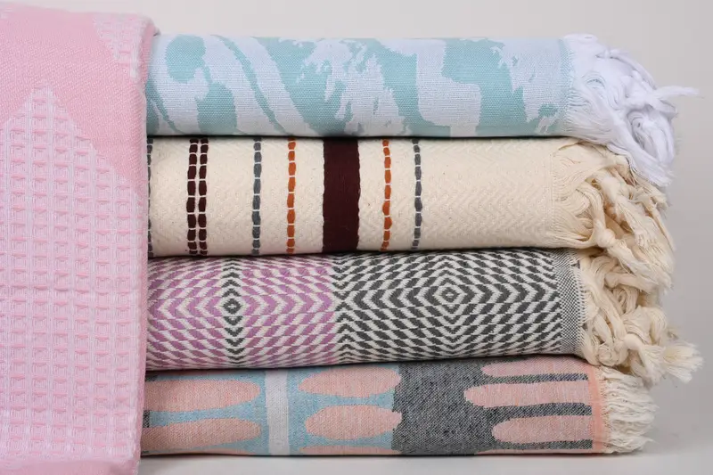 Woven Blanket, Wedding Favors, Decorative Blanket, Turkish Bedspread, King Size Bedspread, Extra Large Tablecloth, 80x60 Cotton Set of 5 Towel - 1