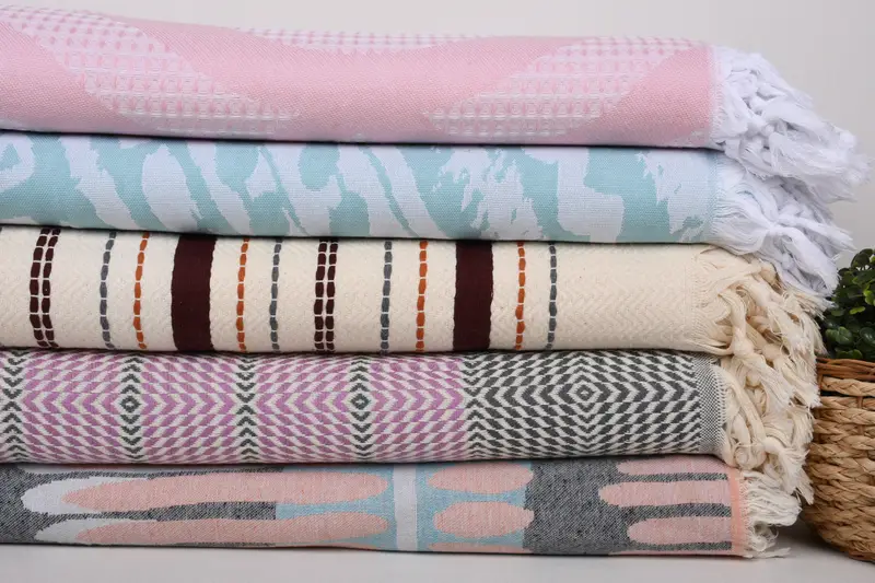 Woven Blanket, Wedding Favors, Decorative Blanket, Turkish Bedspread, King Size Bedspread, Extra Large Tablecloth, 80x60 Cotton Set of 5 Towel - 3
