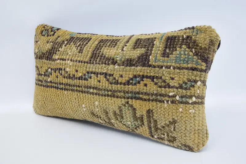 Outdoor Bolster Cushion Cover, Handmade Kilim Cushion, Ethnical Kilim Rug Pillow, Pillow for Sofa, Cushion Cover, 8x16 Brown Cushion - 4