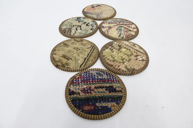 Bohemian Blue and Brown Round Coaster, Unique Bohemian Coaster