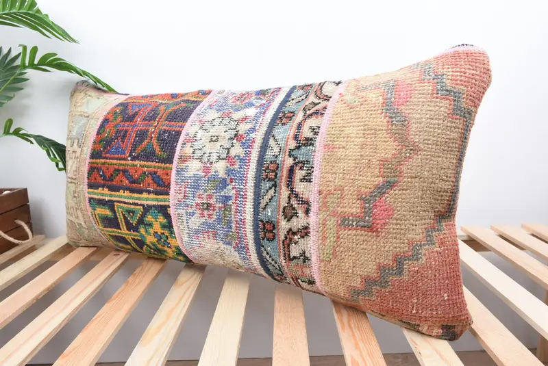 Car Pillow, 16x36 Orange Cushion, Vintage Kilim Pillow, Interior Designer Pillow, Toss Pillow Sham, Nomadic Cushion Cover, Cushion Case, Boho Pillow - 5