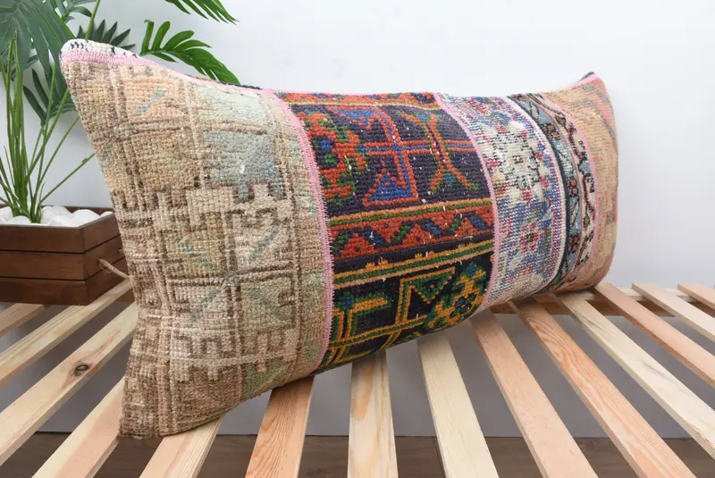 Car Pillow, 16x36 Orange Cushion, Vintage Kilim Pillow, Interior Designer Pillow, Toss Pillow Sham, Nomadic Cushion Cover, Cushion Case, Boho Pillow - 4