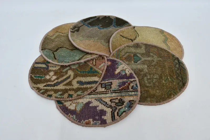 Mantel individual bohemio circular, decoración de lana de algodón naranja y bronce