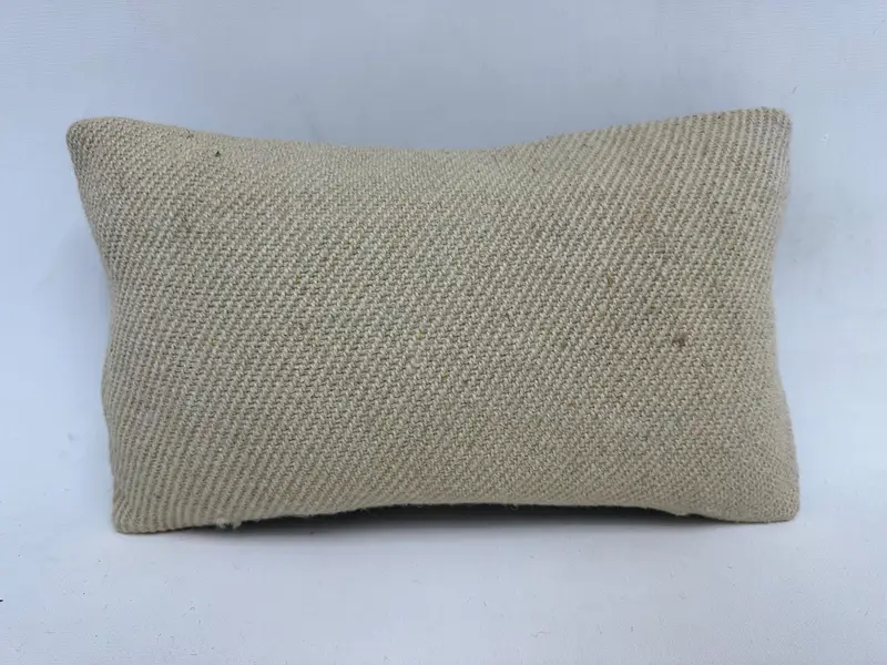 Vintage Pillow, Pillow for Sofa, Cushion Case, Turkish Kilim Pillow, 12x20 Beige Cushion, Turkish Bench Pillow Cover, Authentic Pillow - 1