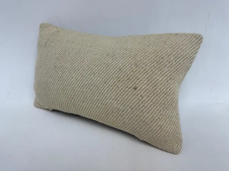Vintage Pillow, Pillow for Sofa, Cushion Case, Turkish Kilim Pillow, 12x20 Beige Cushion, Turkish Bench Pillow Cover, Authentic Pillow - 4