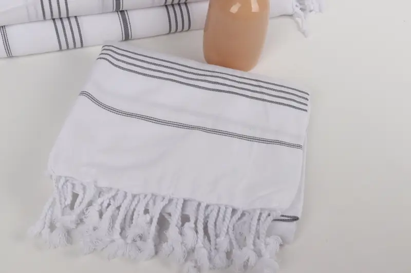 Sand-resistant towel, Monogrammed Beach Towel, 70x40 Cotton Striped Towel, Bachelor Gifts, Fringed Turkish towel for poolside, Bachelor Gift - 5