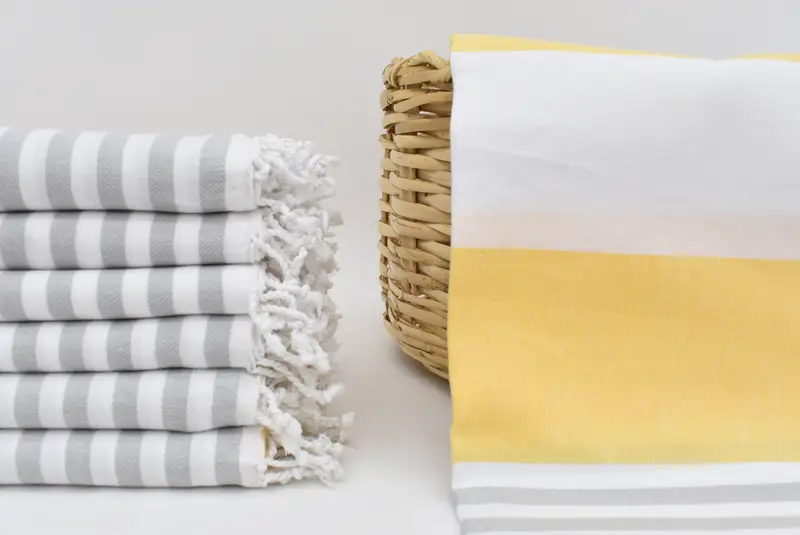 Monogrammed Turkish Towel Bath Towel Yellow-Beige, 70x40 Inches