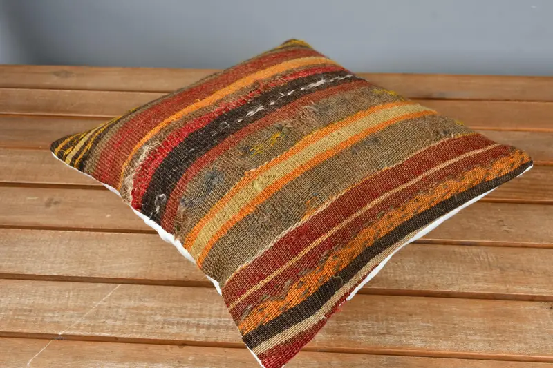 12x12 Red Pillow Case, Cushion, Vintage Pillow, Neutral Pillow Cover, Kilim Pillow Cover, Boho Pillow Sham Cover, Cotton Cushion Case - 2