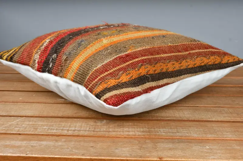 12x12 Red Pillow Case, Cushion, Vintage Pillow, Neutral Pillow Cover, Kilim Pillow Cover, Boho Pillow Sham Cover, Cotton Cushion Case - 4