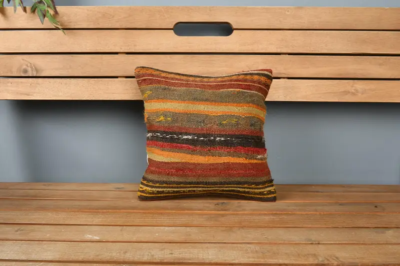 12x12 Red Pillow Case, Cushion, Vintage Pillow, Neutral Pillow Cover, Kilim Pillow Cover, Boho Pillow Sham Cover, Cotton Cushion Case - 6