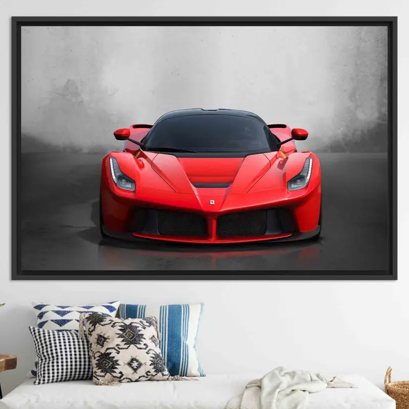 Elegante lienzo rojo de Ferrari: arte de un coche de ensueño para la habitación de los niños