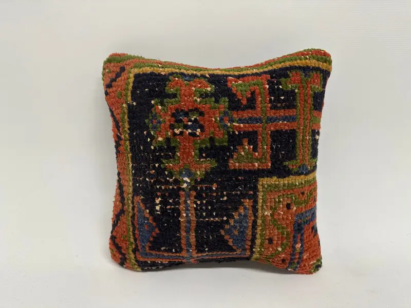 Vintage Kilim Throw Pillow, Pillow Cover, 12x12 Blue Pillow Sham, Luxury Pillow, Vintage Pillow, Kilim Cushion Sham, Aesthetic Cushion - 1