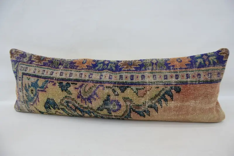 16x48 Blue Pillow Sham, Vintage Kilim Pillow, Cushion Case, Interior Designer Pillow, Boho Pillow Sham Cover, Meditation Cushion Cover - 5