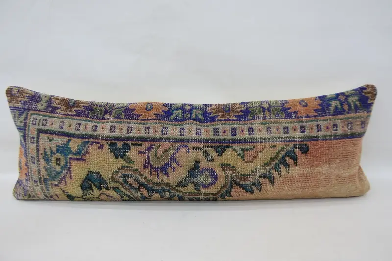 16x48 Blue Pillow Sham, Vintage Kilim Pillow, Cushion Case, Interior Designer Pillow, Boho Pillow Sham Cover, Meditation Cushion Cover - 4
