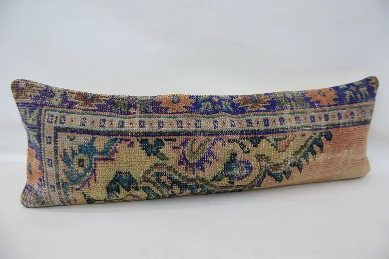 16x48 Blue Pillow Sham, Vintage Kilim Pillow, Cushion Case, Interior Designer Pillow, Boho Pillow Sham Cover, Meditation Cushion Cover - 3
