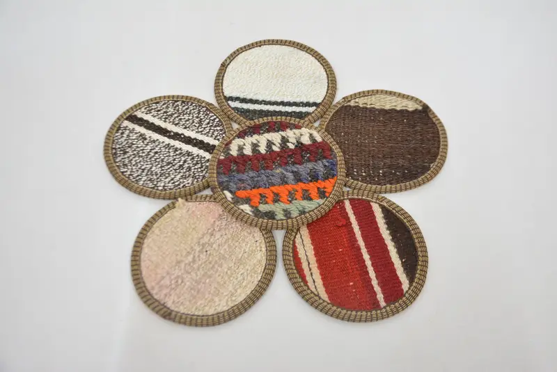 Posavasos de rayas rojas y blancas, decoración de cocina Boho Chic