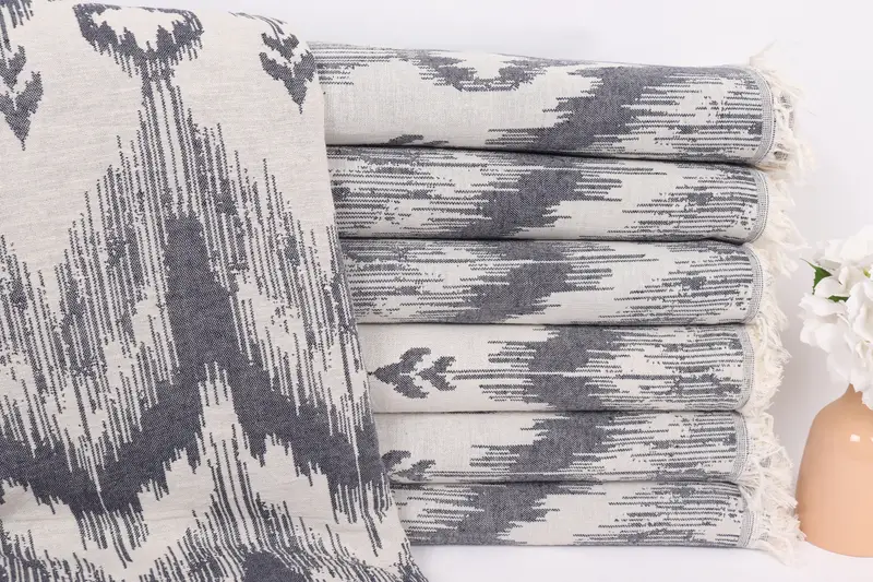 Organic Throw, 90x76 Cotton Patterned Towel, Woven Blanket, Christmas Tablecloth, Woven Throw Blanket, Bachelorette Party Favor, Bachelorette Gifts - 1