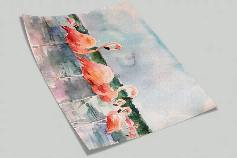 Flamingo Wall Art, Pink Flamingo Wall Art, Animal Wallpaper, Bird Wall Painting, Watercolor Wall Painting, Abstract Wall Mural, - 5