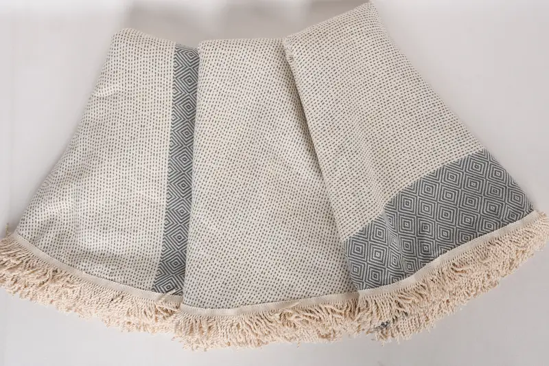 Embroidered Towel, 64x64 Cotton Round Diamond Towel, Xmas Gifts, Wedding Favors, Pool Towels, Personalized Gift, Turkish fouta towel for outdoor use - 5