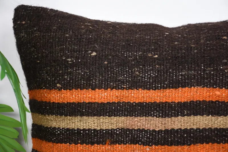 16x16 Brown Cushion Cover, Vintage Pillow, Seat Cushion Cover, Vintage Kilim Throw Pillow, Kilim Pillow Cover, Pillow Case - 2