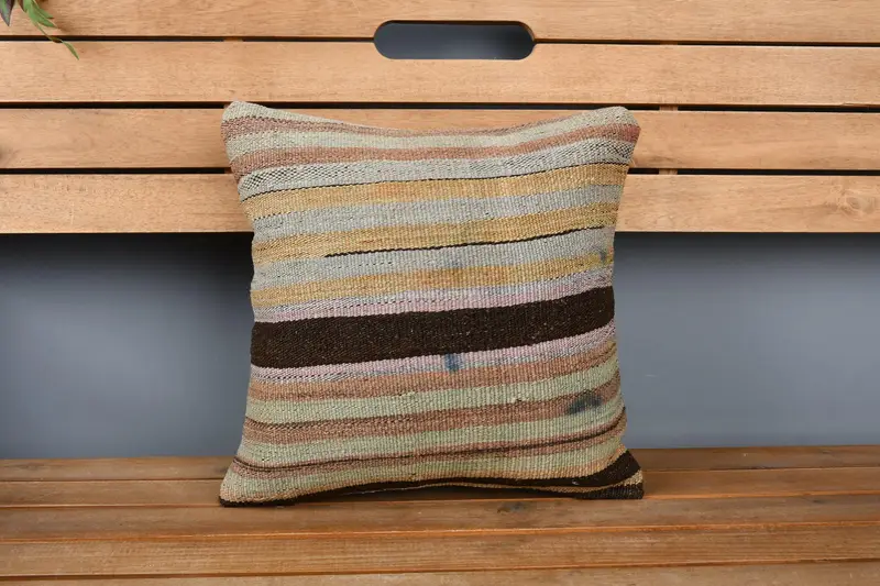 Cushion Case, Yoga Pillow Sham, Floor Cushion Cover, Pillow for Sofa, Boho Pillow Sham Cover, Antique Pillows, 14x14 Beige Cushion - 6