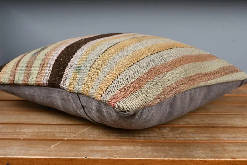 Cushion Case, Yoga Pillow Sham, Floor Cushion Cover, Pillow for Sofa, Boho Pillow Sham Cover, Antique Pillows, 14x14 Beige Cushion - 4